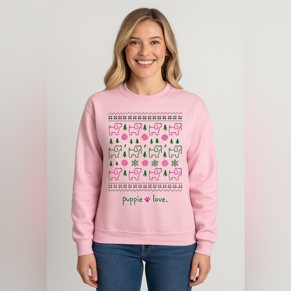 Puppylove Puppies CHRISTMAS Oversized Sweatshirt M NWT